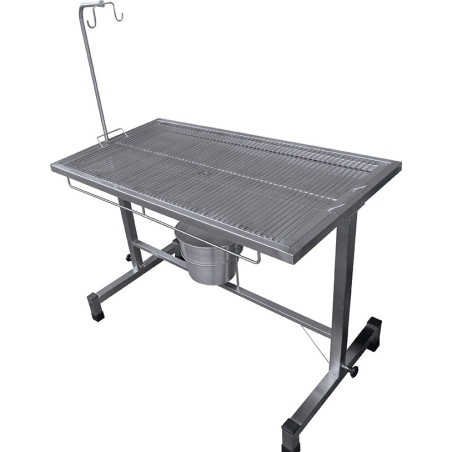 Mesa de Fluidoterapia Veterinária Inox 304 com Suporte de Soro