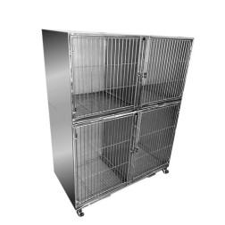 Canil Gaiola Inox 304  4 Lugares – Modular Veterinário| Evolução Pet